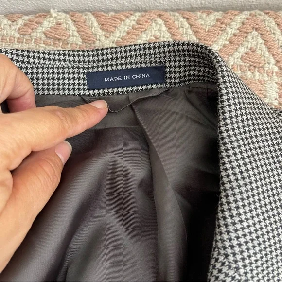 Ralph Lauren Houndstooth 2-Button Silk/Wool Blend Blazer Jacket Size 38R classic